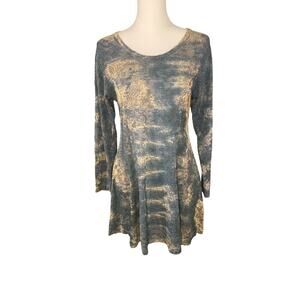 URU Vintage Stretch Lace Tunic Blouse Long Sleeve One Size Artsy Bohemian